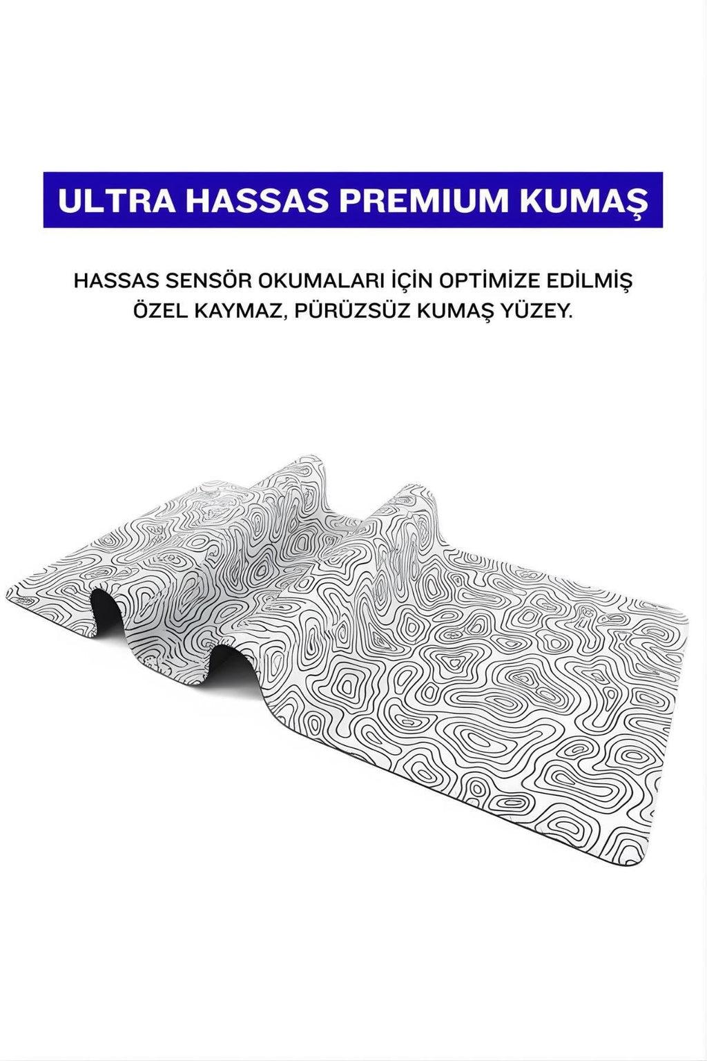 Beyaz Typography 70x30 cm gaming mouse pad kauçuk taban detayı