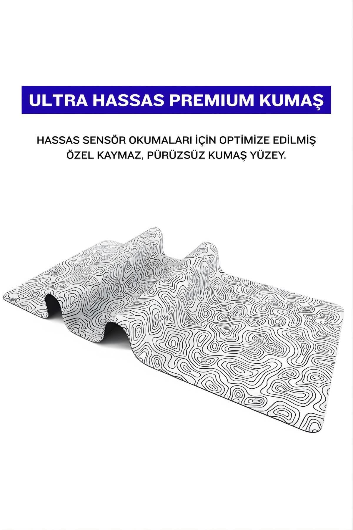 Beyaz Typography 70x30 cm gaming mouse pad kauçuk taban detayı