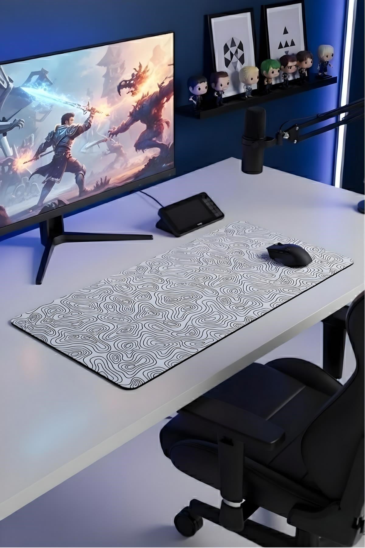 Beyaz Typography 70x30 cm gaming mouse pad detay görseli