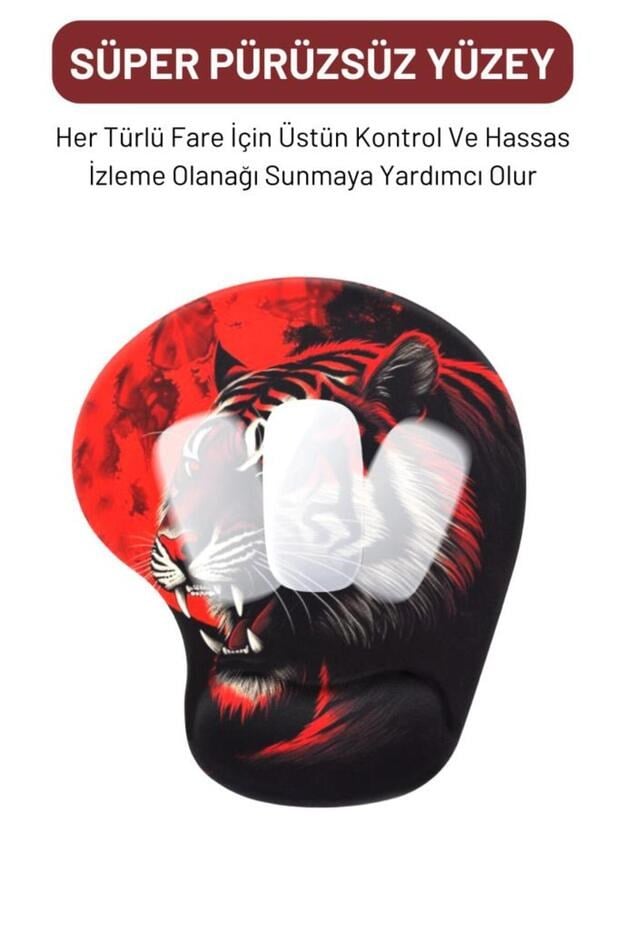 Red Flame Tiger bilek destekli mouse pad detay görseli