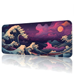 Renkli Japon Dalgası oyuncu mouse pad – beyaz fon önden görünüm