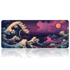 Renkli Japon Dalgası oyuncu mouse pad – beyaz fon düz görünüm