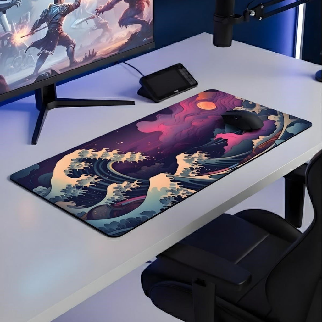 Renkli Japon Dalgası oyuncu mouse pad – oyun odası kurulumu