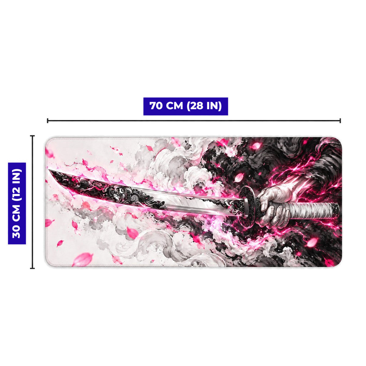 Sakura Katana Pembe 70x30 cm oyuncu mouse pad – 70x30 cm ölçü bilgisi