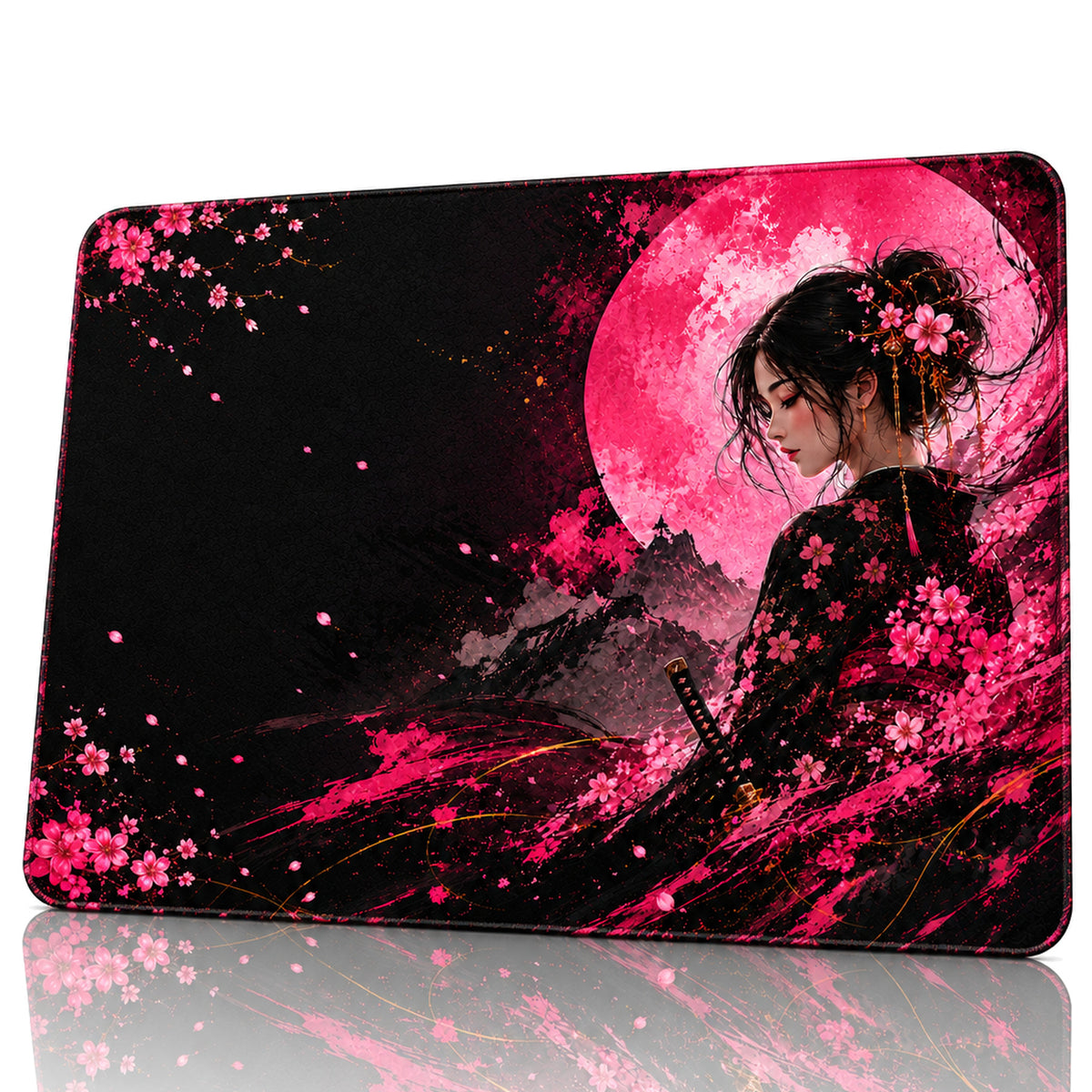 Sakura Moon 50x40 cm oyuncu mouse pad – beyaz fon önden görünüm