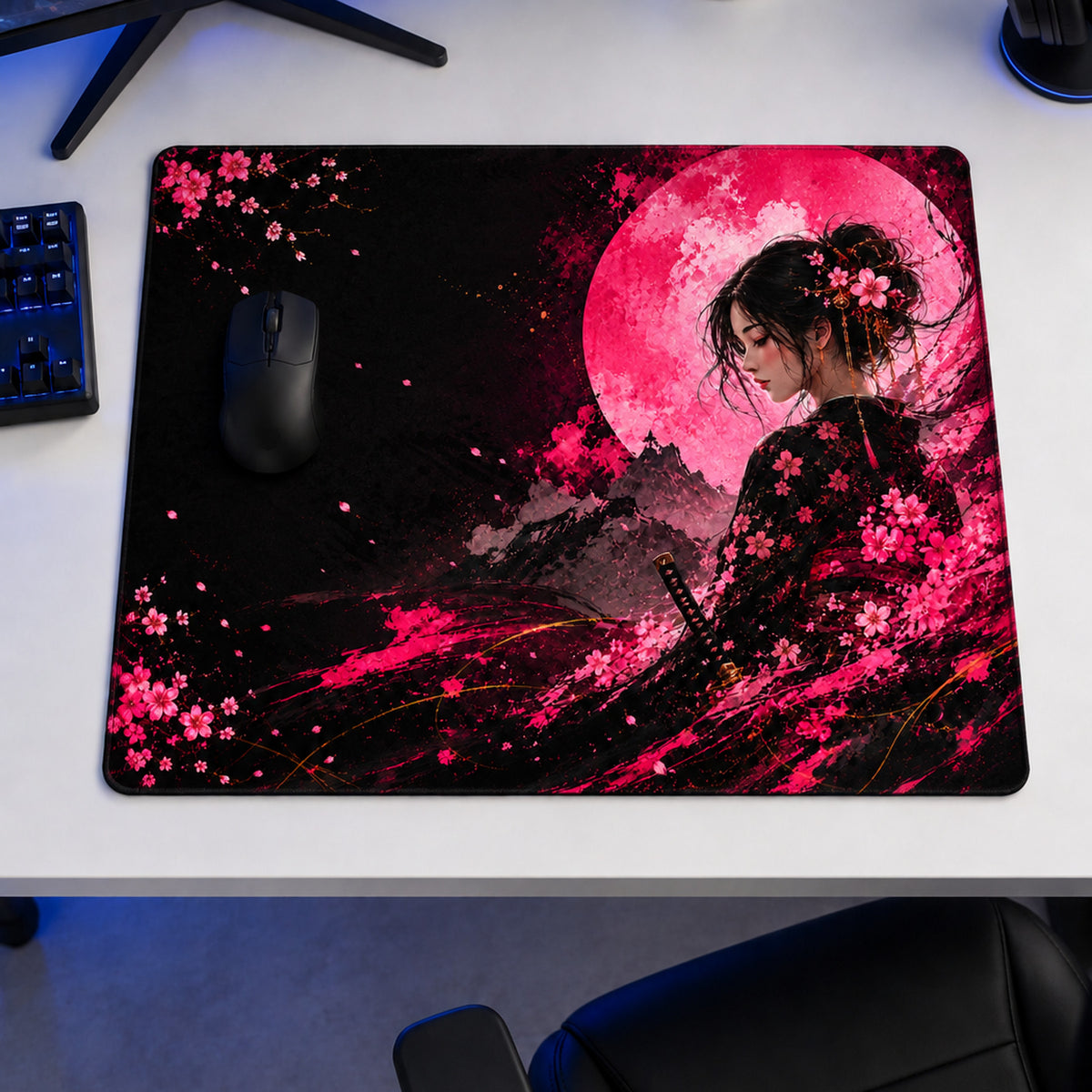 Sakura Moon 50x40 cm oyuncu mouse pad – oyun odası kurulumu