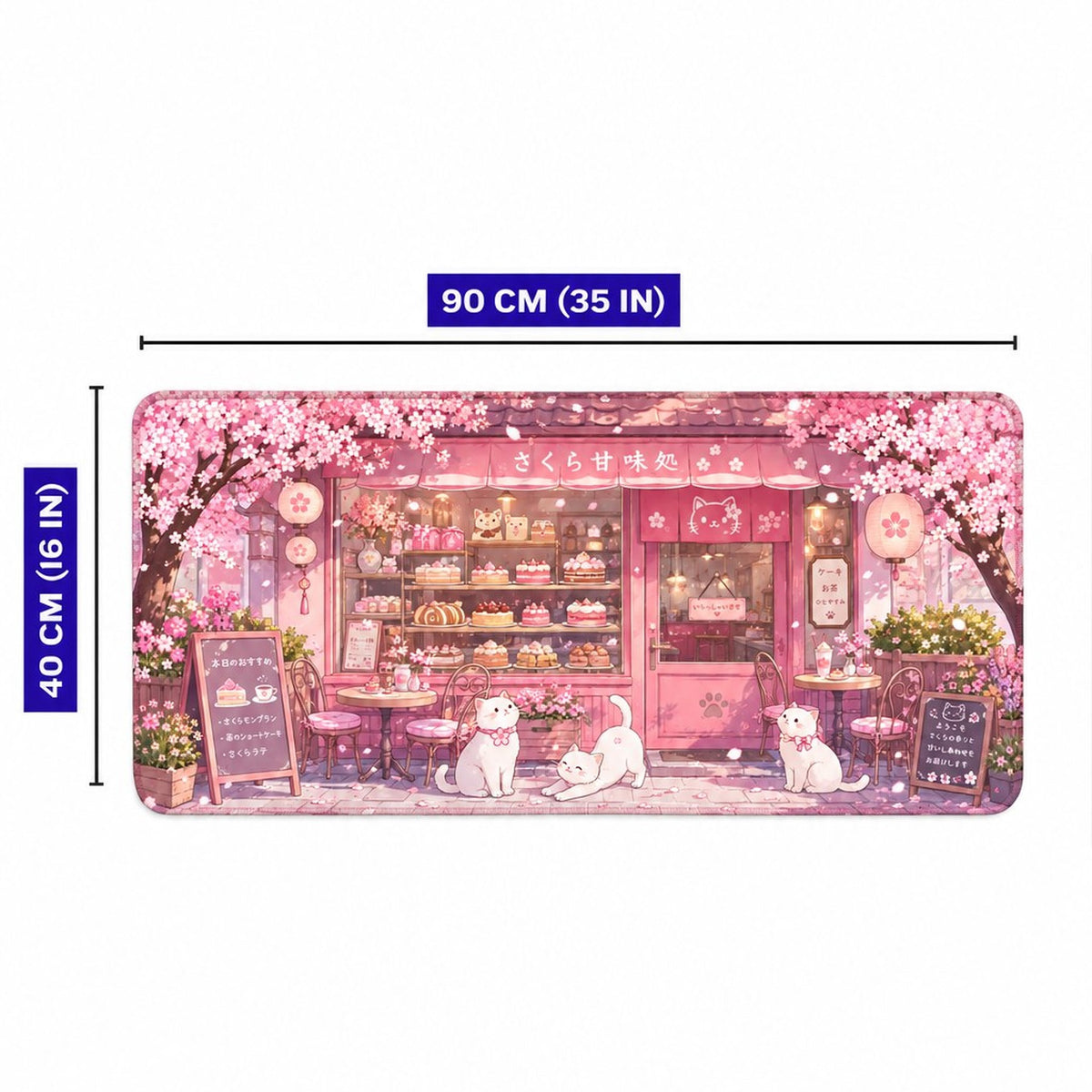Sakurumi pembe kedili mouse pad 90x40 cm ölçü görseli