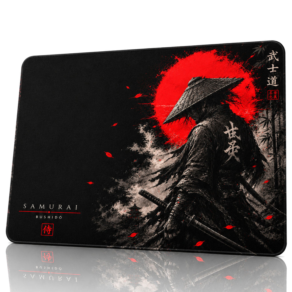 Samurai 50x40 cm oyuncu mouse pad – beyaz fon önden görünüm