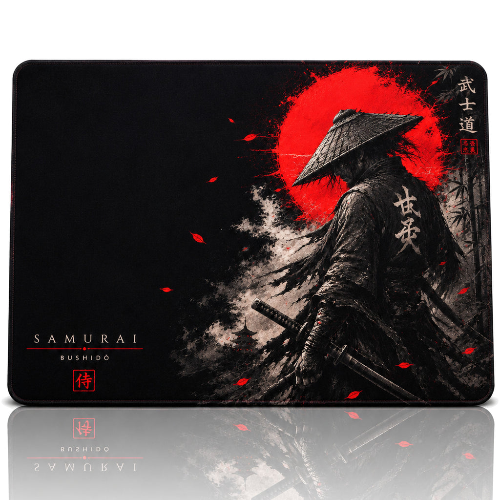 Samurai 50x40 cm oyuncu mouse pad – beyaz fon düz görünüm