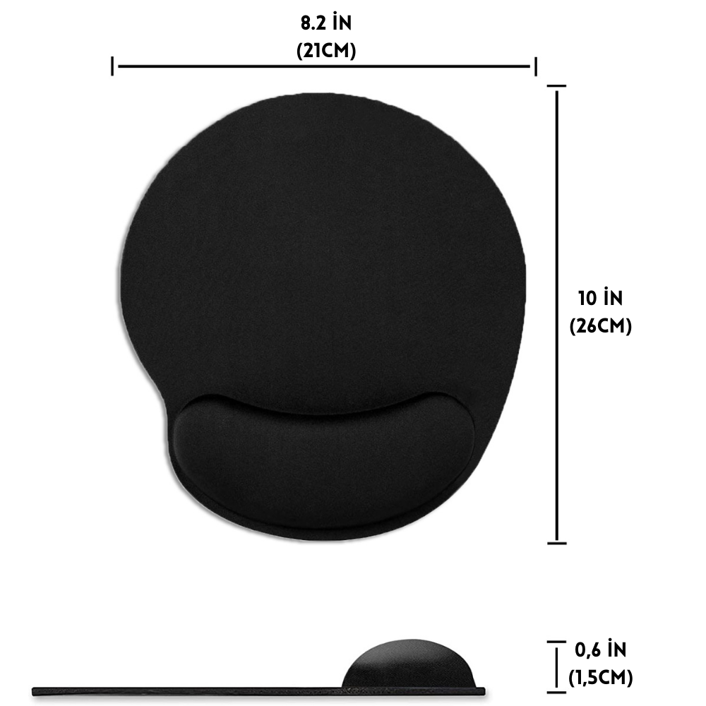 Bilek destekli mouse pad siyah detay görseli