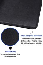 Siyah deri mouse pad 90x40 cm süet yüz detayı