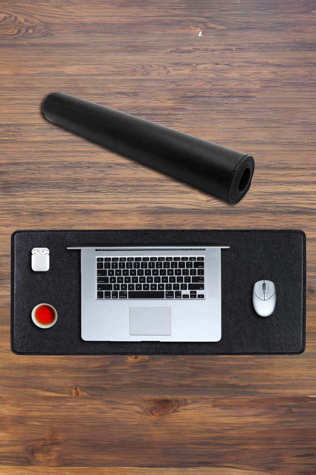 Siyah deri mouse pad 70x30 cm ölçü görseli