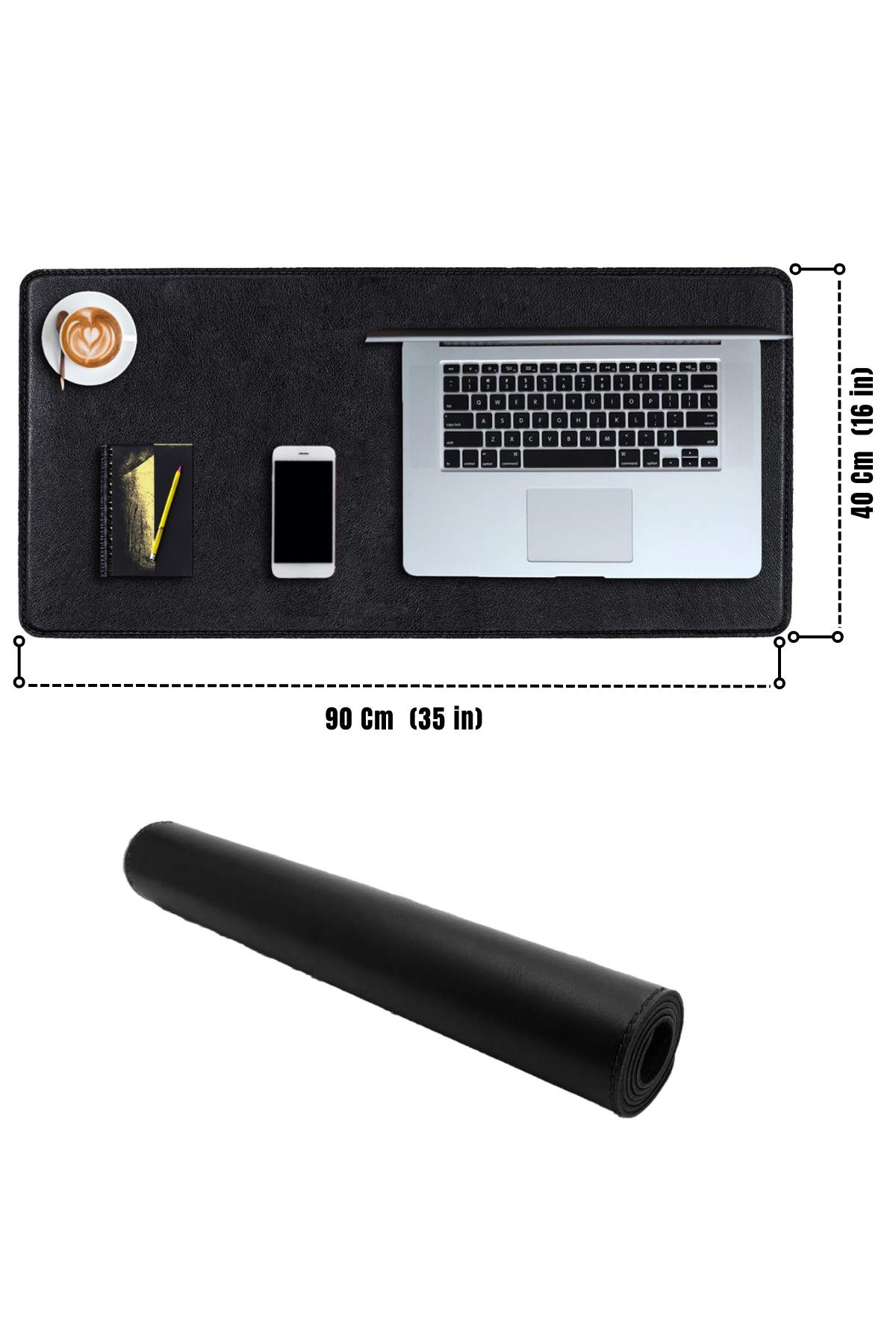 Siyah deri mouse pad 90x40 cm kullanım görseli