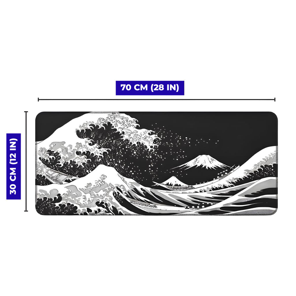 Siyah Japon Dalgası 70x30 cm oyuncu mouse pad – 70x30 cm ölçü bilgisi