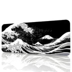 Siyah Japon Dalgası oyuncu mouse pad – beyaz fon önden görünüm