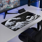 Siyah Japon Dalgası oyuncu mouse pad – oyun odası kurulumu