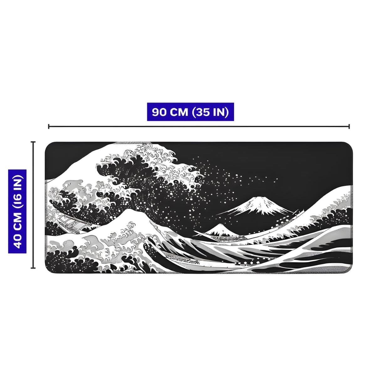 Siyah Japon Dalgası 90x40 cm oyuncu mouse pad – 90x40 cm ölçü bilgisi