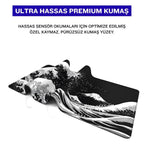 Siyah Japon Dalgası oyuncu mouse pad – premium kumaş yüzey