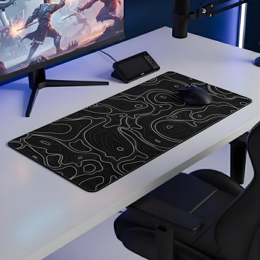 Siyah Typography oyuncu mouse pad – oyun odası kurulumu