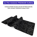 Siyah Typography oyuncu mouse pad – premium kumaş yüzey