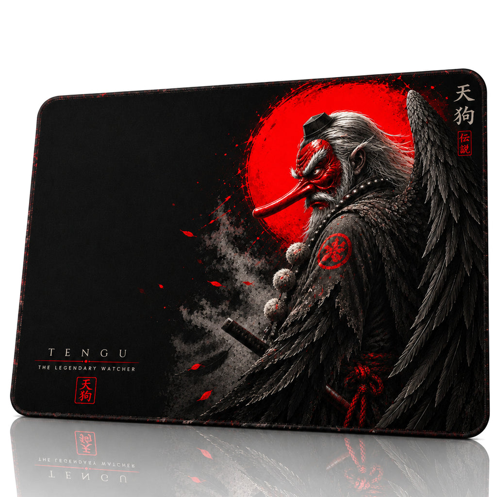 Tengu 50x40 cm oyuncu mouse pad – beyaz fon önden görünüm