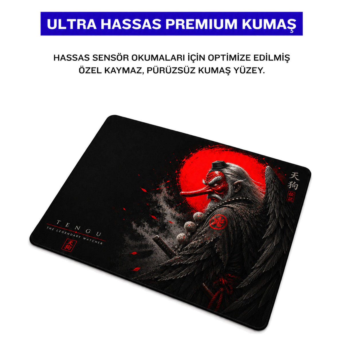 Tengu 50x40 cm oyuncu mouse pad – premium kumaş yüzey
