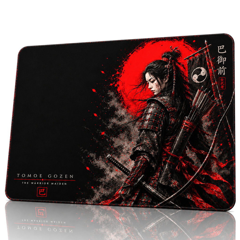 Tomoe Gozen 50x40 cm oyuncu mouse pad – beyaz fon önden görünüm