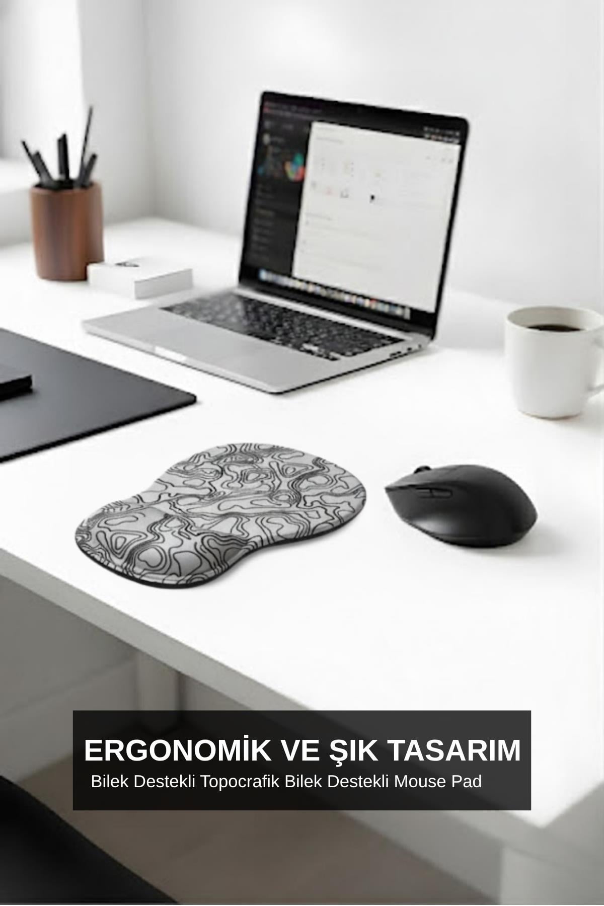 TopoWave dijital baskılı bilek destekli mouse pad kullanım görseli