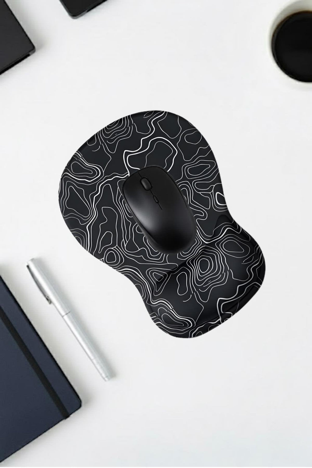TopoWave bilek destekli mouse pad siyah