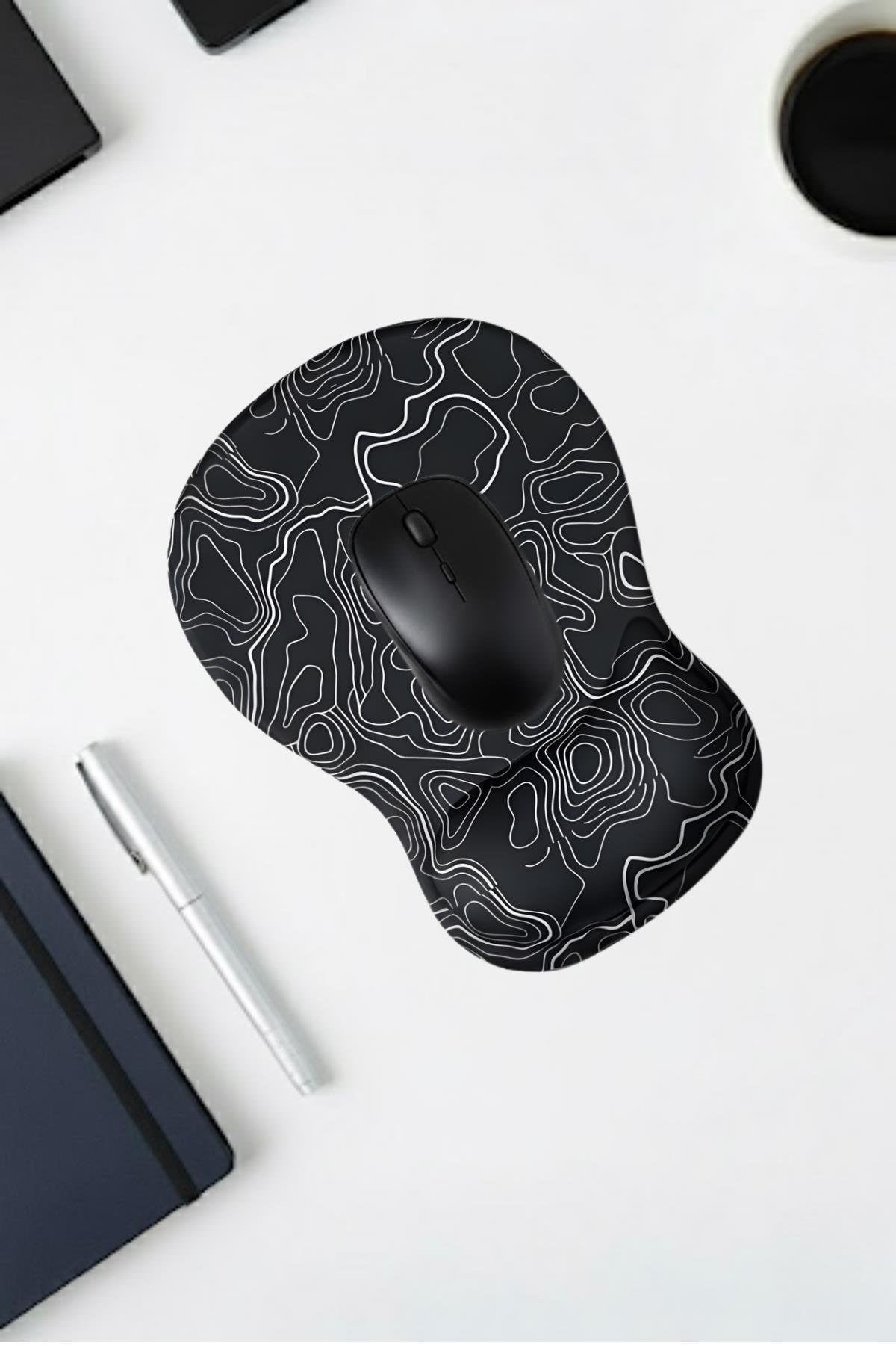 TopoWave bilek destekli mouse pad siyah