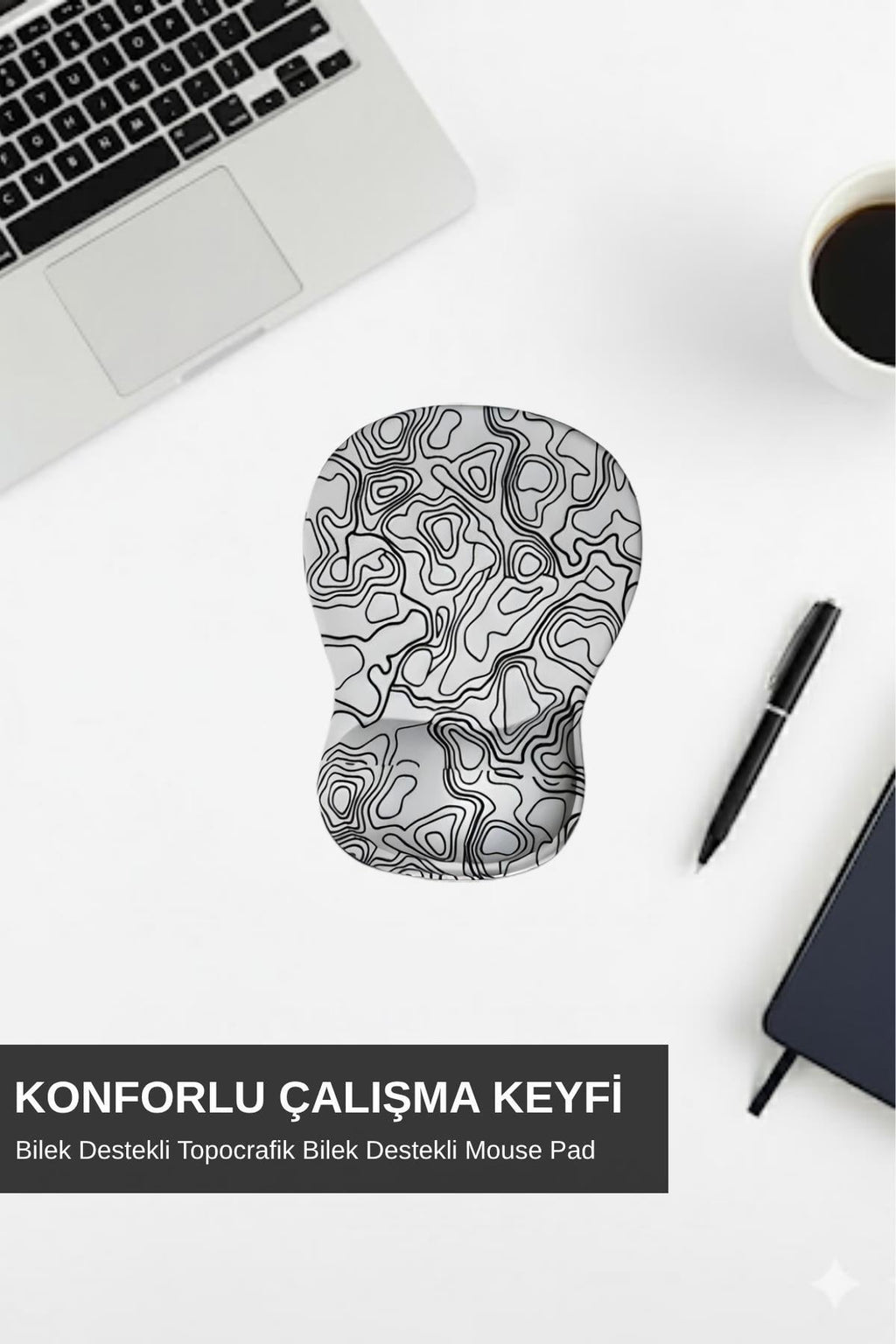 TopoWave dijital baskılı bilek destekli mouse pad yakın çekim
