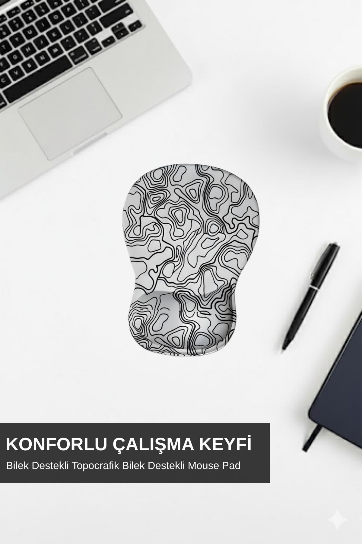 TopoWave dijital baskılı bilek destekli mouse pad yakın çekim