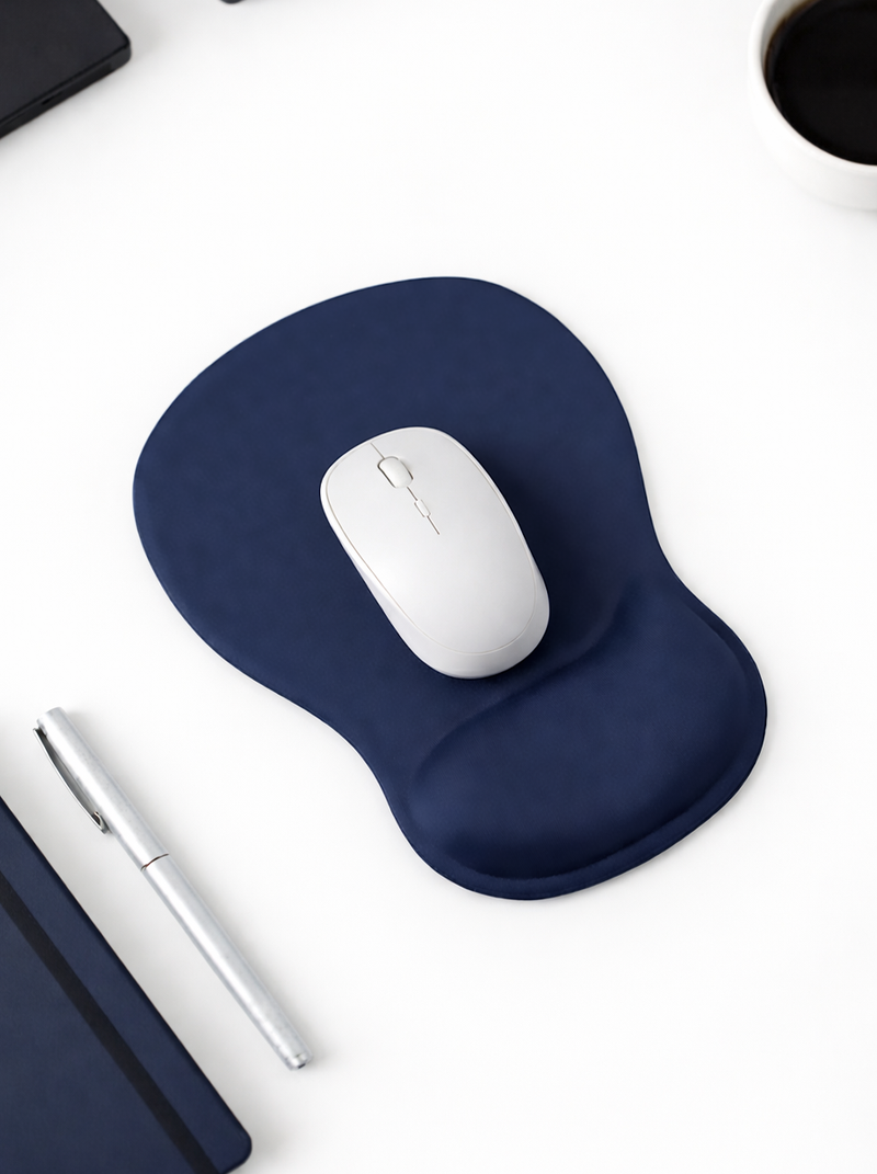 TopoWave Bilek Destekli Mouse Pad — Topografik Desenli Ergonomik Mousepad (Lacivert)