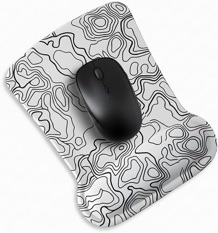 Bilek Destekli Mouse Pad — Yükseltilmiş Bilek Yastıklı Ergonomik Damla Form (Beyaz)