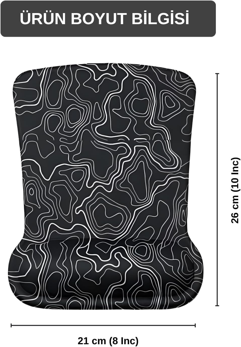Typography dijital baskılı bilek destekli mouse pad bilek yastığı detayı
