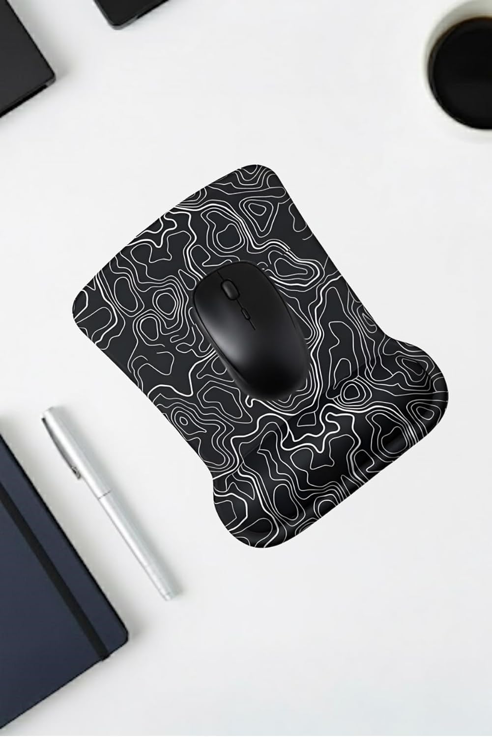 Typography dijital baskılı bilek destekli mouse pad yakın çekim