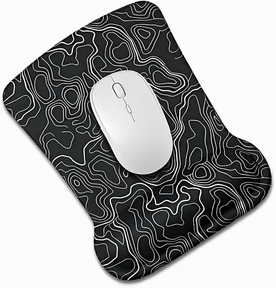 Typography dijital baskılı bilek destekli mouse pad siyah