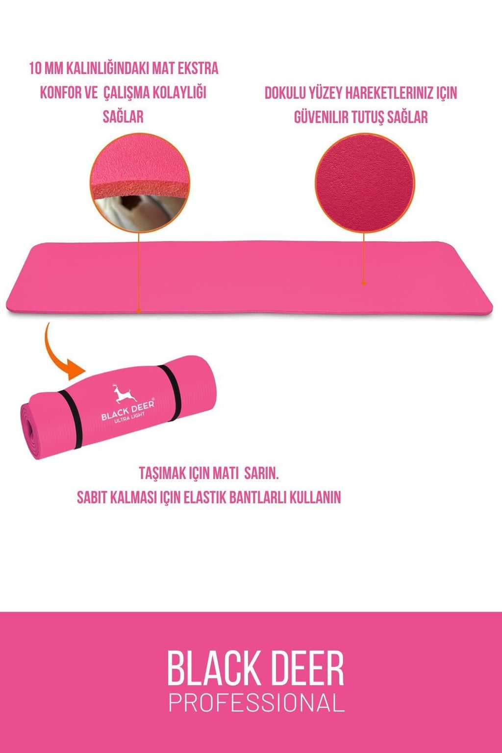 Ultra Light yoga ve pilates matı pembe kullanım görseli