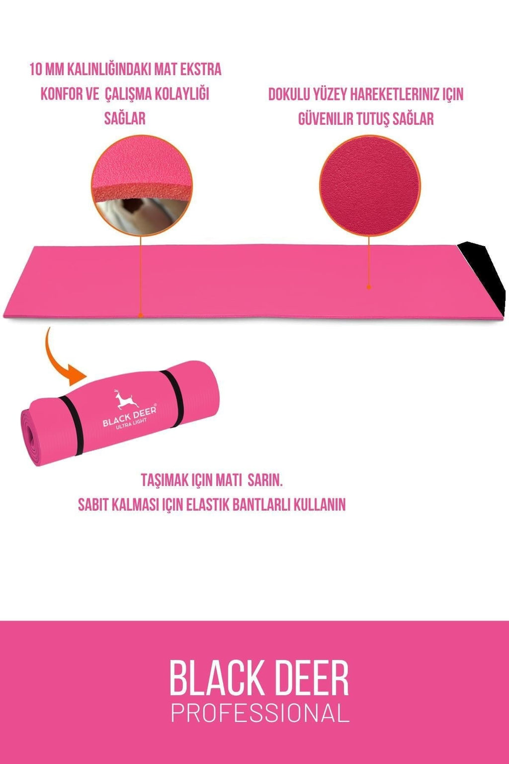 Ultra Light yoga ve pilates matı pembe taşıma görseli