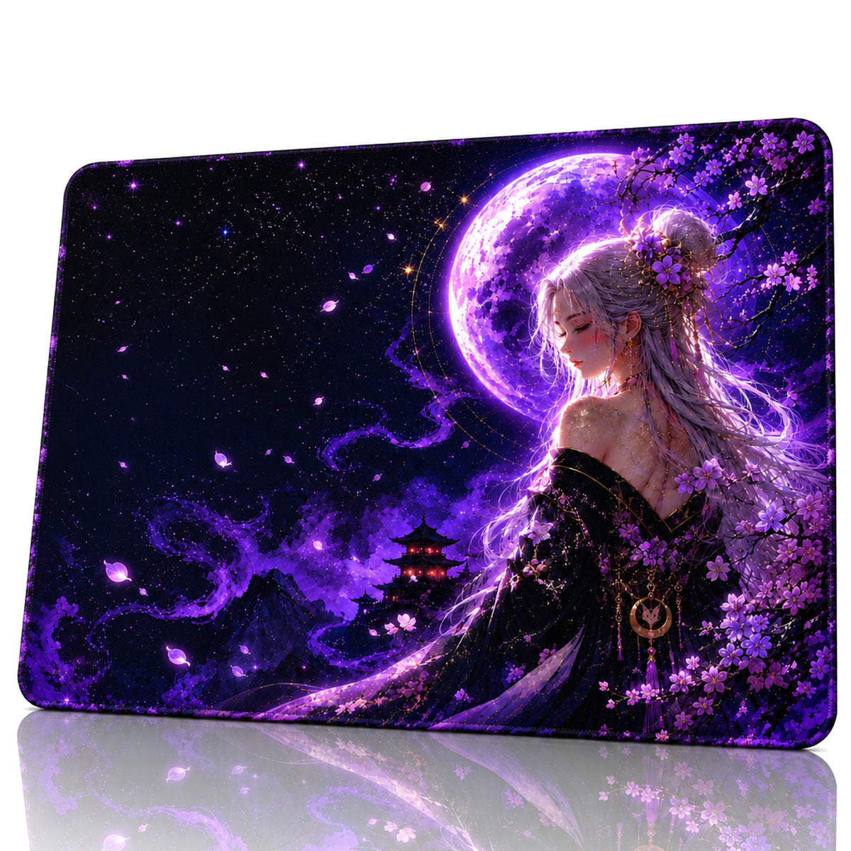 Violet Moon 50x40 cm oyuncu mouse pad – beyaz fon önden görünüm