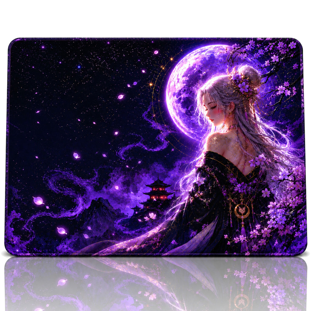 Violet Moon 50x40 cm oyuncu mouse pad – beyaz fon düz görünüm