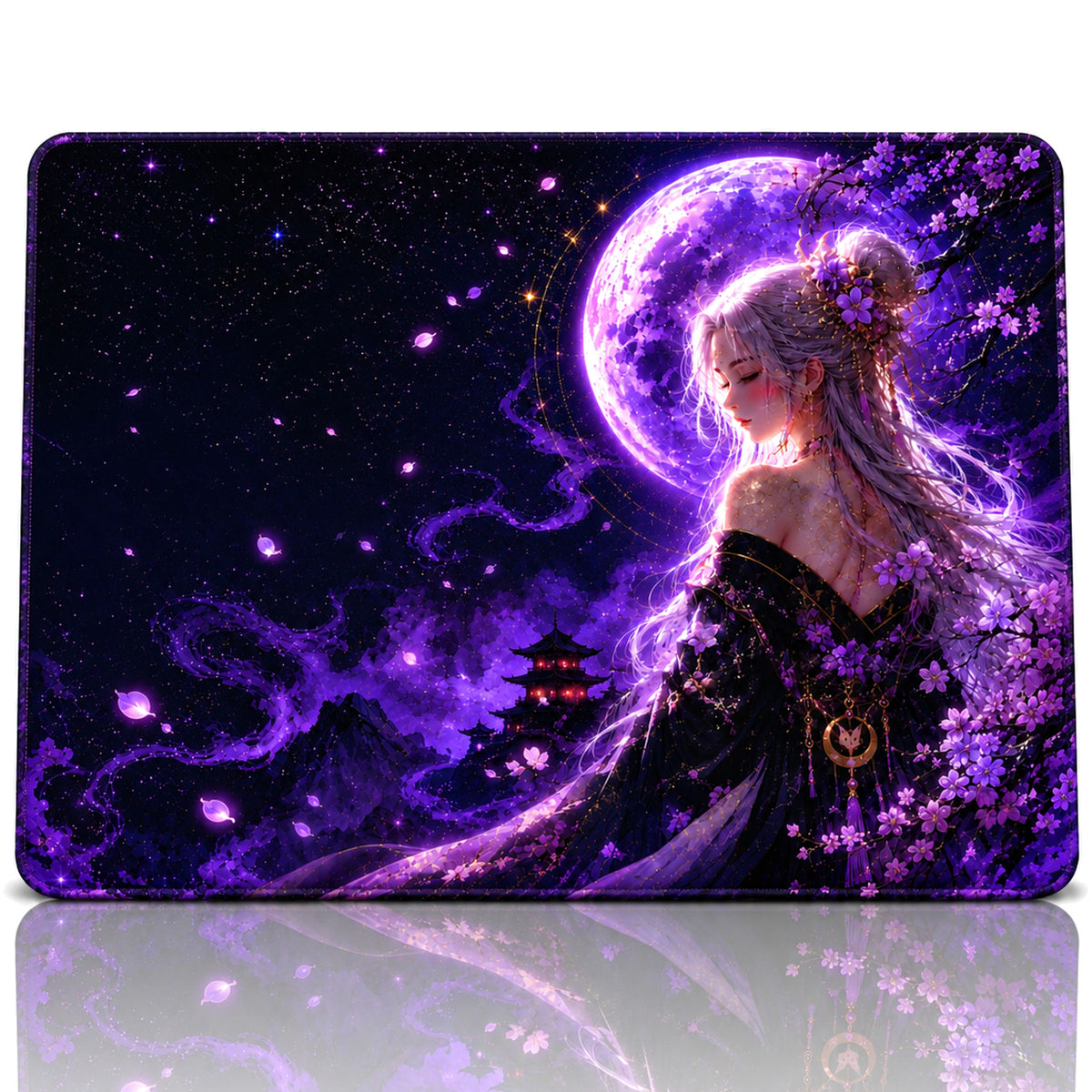 Violet Moon 50x40 cm oyuncu mouse pad – beyaz fon düz görünüm