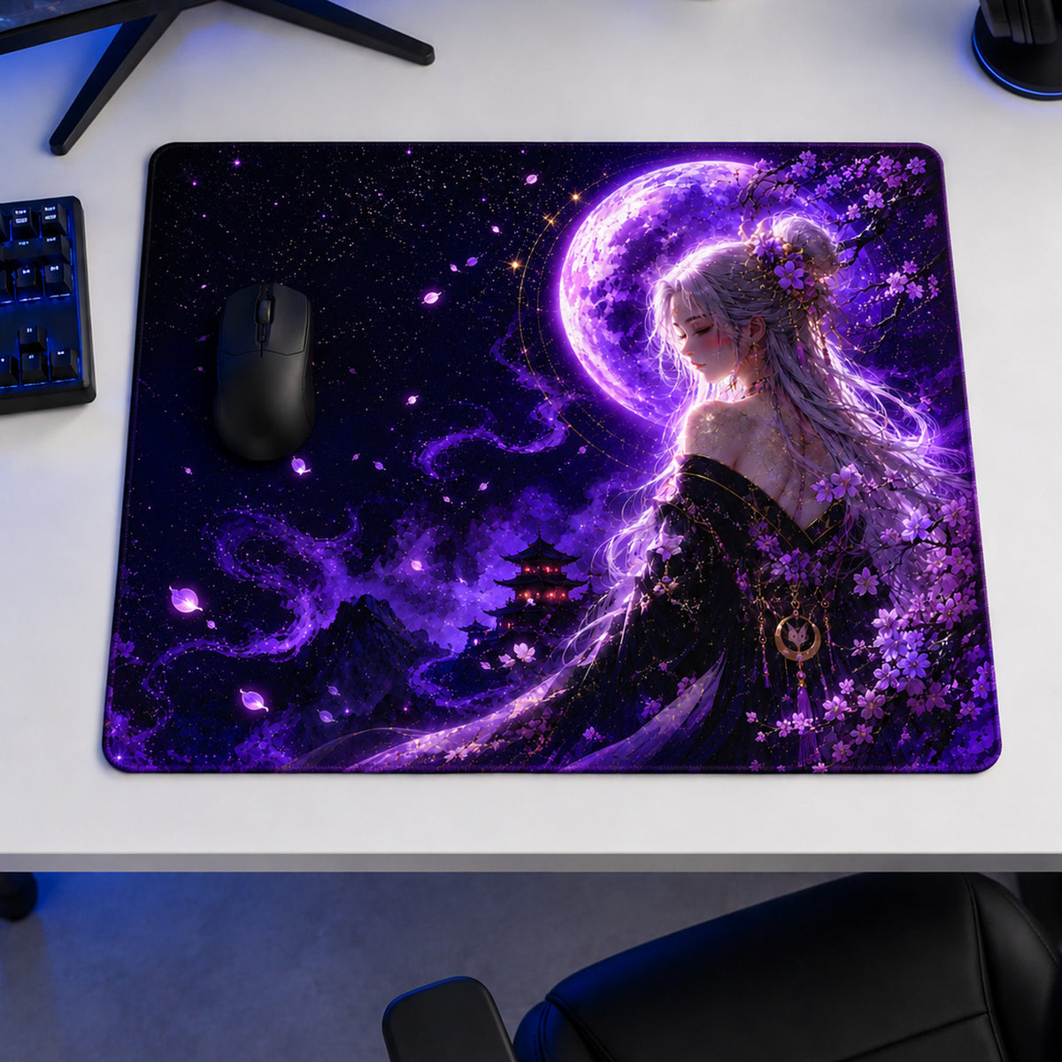 Violet Moon 50x40 cm oyuncu mouse pad – oyun odası kurulumu